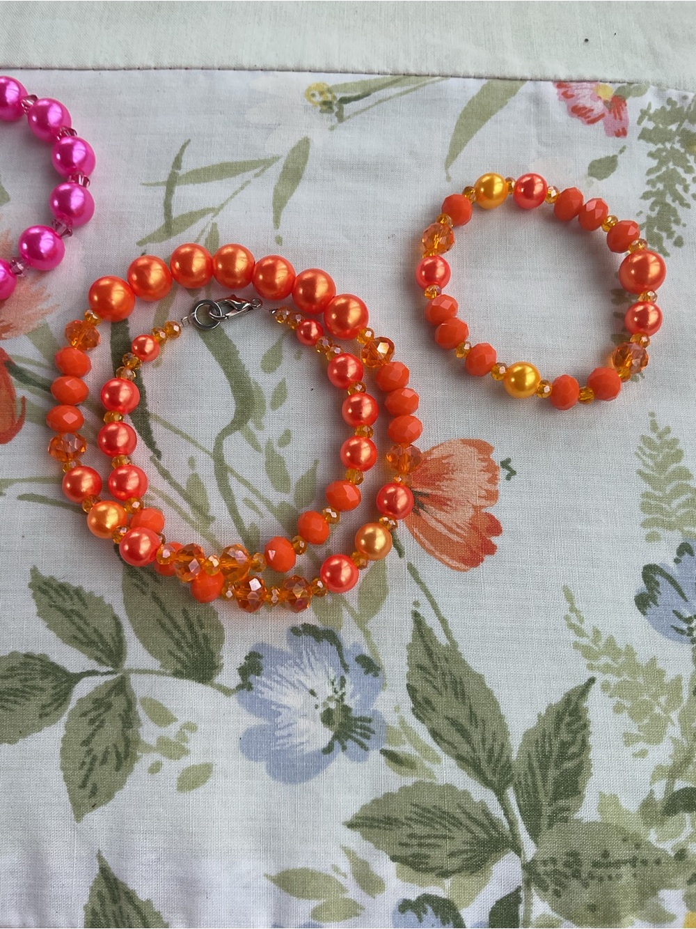 Little Miss Girls Orange Crystal Necklace Set🧡